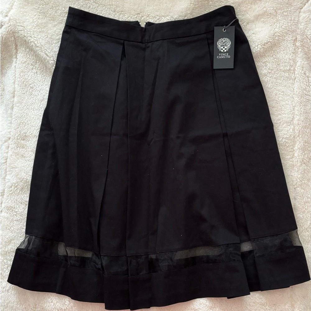 Vince Camuto Black A-Line Skirt with Sheer Trim